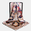 Femmes 90 cm Imitation Soie Motif Floral Élégant Multi-usages Garder Au Chaud Large Carré Écharpe Châle