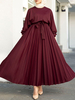Femmes Abaya Kaftan Manches Bouffantes Cheville Plissée Solide Longueur Robes Maxi