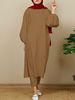 Femmes Abaya KaftanCasual Solid Sun Proof Outer Wear Split Side Top et Pantalons Costumes