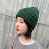 Femmes acrylique hiver chaud coupe-vent bridage bonnet en laine de couleur unie bonnet tricoté