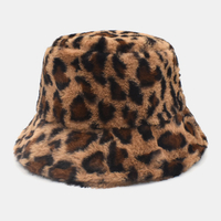 Femmes Agneau Cheveux Chaud Soft Motif Léopard Personnalité Décontractée Chapeau De Seau