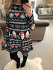 Femmes Allover Christmas Element Santa Claus Print manches longues Robes mi-longues décontractées