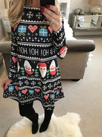 Femmes Allover Christmas Element Santa Claus Print manches longues Robes mi-longues décontractées
