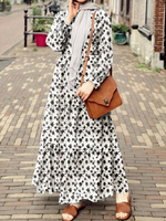 Femmes Allover Floral Print manches bouffantes ourlet à volants Robe décontractée en couches de vacances