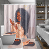 Femmes américaines tenant un motif de miroir rideau de douche en tissu rideaux de salle de bain tapis antidérapants tapi