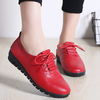 Femmes antidérapantes en cuir de couleur unie à lacets Soft semelles plates