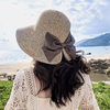 Femmes Arrière Split Design Chapeau En Trois Dimensions Bord Chapeau De Paille Grand Arc Décoration Pliable Respirant En