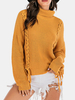 Femmes Bandage Pull à col haut Pulls en tricot jaune chaud