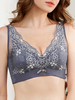 Femmes beauté dos dentelle bowknot sans fil pleine tasse mince respirant fermeture arrière soutien-gorge
