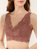 Femmes beauté dos dentelle sans fil pleine tasse bretelles larges soutien-gorge mince