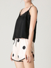 Femmes Black Lace V-Neck Gilet sans manches Polka Dot Shorts Home Smooth Pyjama Set