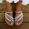 Femmes Bohemia Beading Slip On Casual Beach Summer Sandales plates