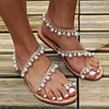 Femmes Bohème Clip Toe Perle Décoration Slip On Élastique Bande Casual Vacances Plage Sandales Plates