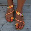 Femmes Bohème Fleur Décoration Perle Slip On Clip Toe Summer Beach Sandales plates