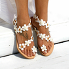 Femmes Bohême Fleur Decro Perles Toe Ring Casual Summer Beach Sandales plates