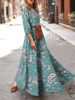 Femmes Bohême Imprimé Floral O-Cou Casual Demi Manches Robes Maxi De Vacances