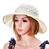 Femmes Bonnet de soleil respirant pliable Hollow Bow-knot Chapeau de pêcheur Chapeau de visière de protection solaire ex