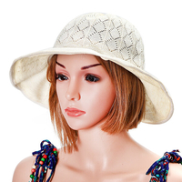 Femmes Bonnet de soleil respirant pliable Hollow Bow-knot Chapeau de pêcheur Chapeau de visière de protection solaire ex