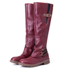 Femmes Boucle En Métal Décor Slip On Bottes Déquitation Mi-mollet