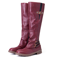 Femmes Boucle En Métal Décor Slip On Bottes Déquitation Mi-mollet