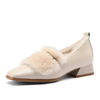Femmes Bout Carré Mode Strass Casual En Peluche Chaud Talons Chunky Pompes