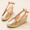 Femmes Bout fermé Bow Décor Élastique Slip On Espadrille Compensées Sandales