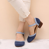 Femmes Bout Rond Boucle Talon Bloc Casual DOrsay Pompes