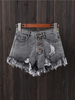 Femmes boutonner poche lâche creux déchiré short en jean