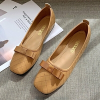 Femmes Bow Decor Comfy Square Toe Soft Sole Casual Slip On Loafers
