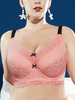Femmes Bowknot garnitures dentelle pleine tasse respirant mince fermeture noire rassembler soutien-gorge