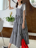 Femmes Bowknot Tie Strappy Dress Plaid Summer Casual Tank Dress