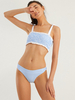 Femmes bretelles rayées volants garniture maillot de bain deux pièces
