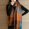 Femmes Cachemire Double Usage Contraste Couleur Épaissir Chaud Écharpe All-Match Tassel Châle