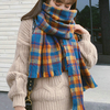 Femmes Cachemire Double Usage Rétro Plaids Motif Couleur Mixte Chaud Cou Protection Écharpe Châle
