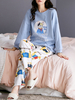 Femmes Cartoon Animal & Lettre Imprimer Pull Taille Élastique Pantalon Lâche Accueil Pyjama Ensemble