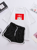 Femmes Cartoon Cat Print Pyjamas à manches courtes Cordon de sport Shorts Vêtements de nuit
