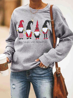 Femmes Cartoon Santa Claus Print Pull de Noël à manches longues Sweatshirts