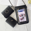 Femmes Casual 3PCS écran tactile 6, 3 pouces sac à bandoulière de téléphone à chaîne solide