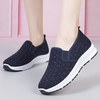 Femmes Casual Bleu Strass Respirant Tricoté Soft Baskets De Marche Plates