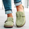 Femmes Casual Comfy Suede Large Size Round Toe Backless Flats