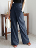 Femmes Casual Couleur Unie Conception De Bandage Asymétrique Commute Pantalon Large Jambe