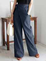 Femmes Casual Couleur Unie Conception De Bandage Asymétrique Commute Pantalon Large Jambe