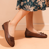 Femmes Casual Couleur Unie Plissé Soft Mocassins plats