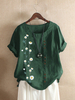 Femmes Casual Daisy Print Vintage Lâche T-shirts manches courtes