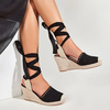 Femmes Casual Dentelle Bout fermé Sangle Croisée Espadrille Compensées