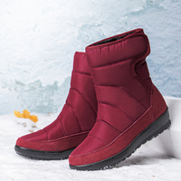 Femmes Casual Doublure Chaude Imperméable Crochet Boucle Courte Bottes De Neige De Veau