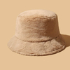 Femmes épais chaud hiver seau chapeau couleur unie filles haut plat velours Fedoras dames en peluche Bob