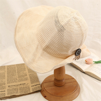 Femmes été pliable vacances bouton visière chapeaux anti-UV protection paille Fishman Hat