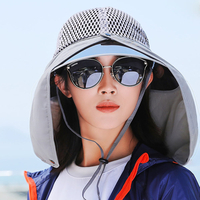 Femmes été UV Protection chapeau de soleil visière à bord sauvage chapeau de seau en maille respirant pour le cyclisme