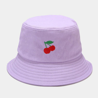 Femmes été UV Protection fruits motif broderie décontracté mignon visière soleil chapeau seau chapeau